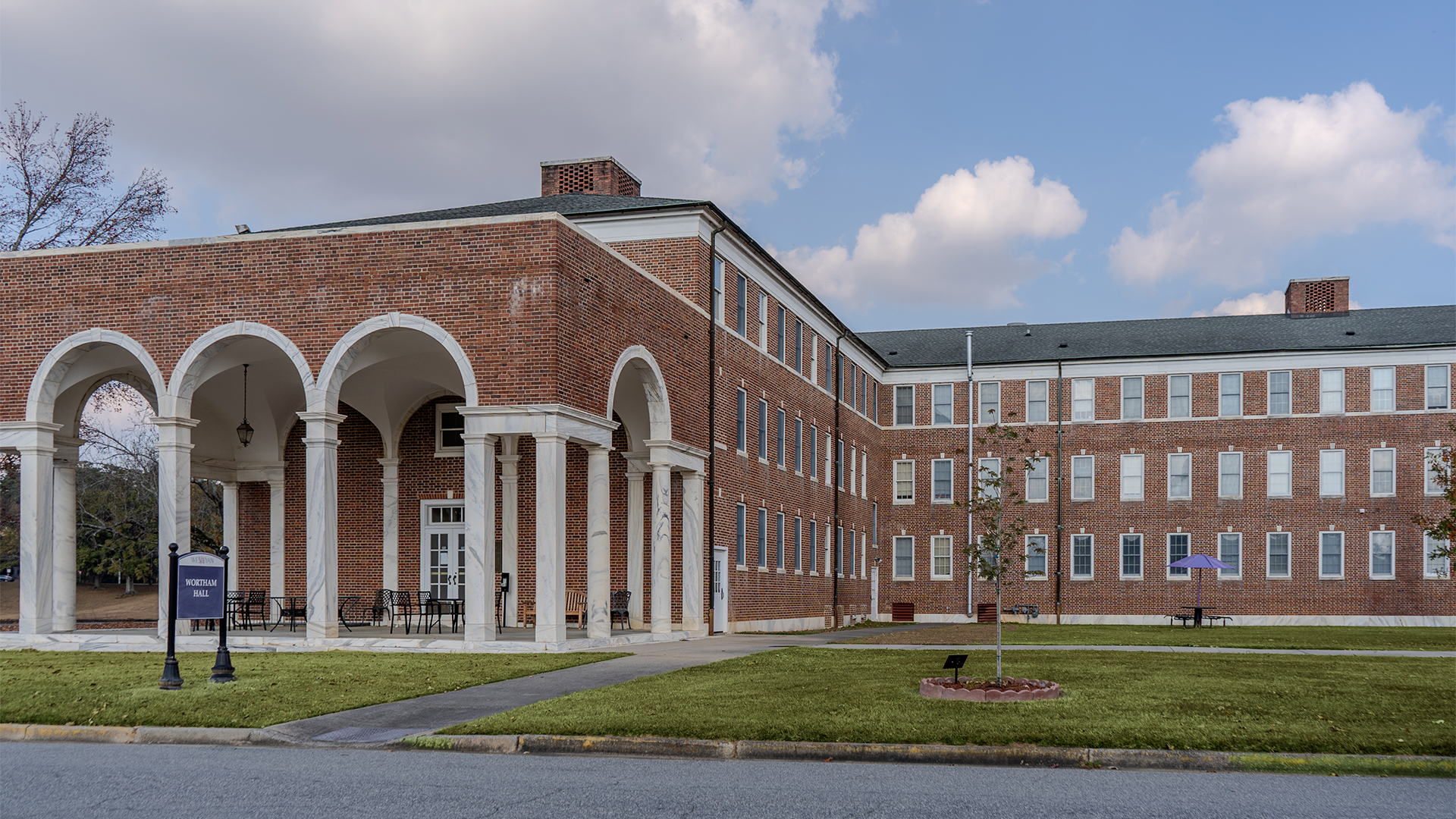 Exterior of Wortham Hall Exterior shot of Wortham hall